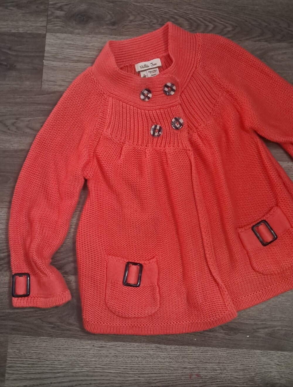 Matilda Jane Flutterby Wing Coral Orange Sweater Girls Size 4